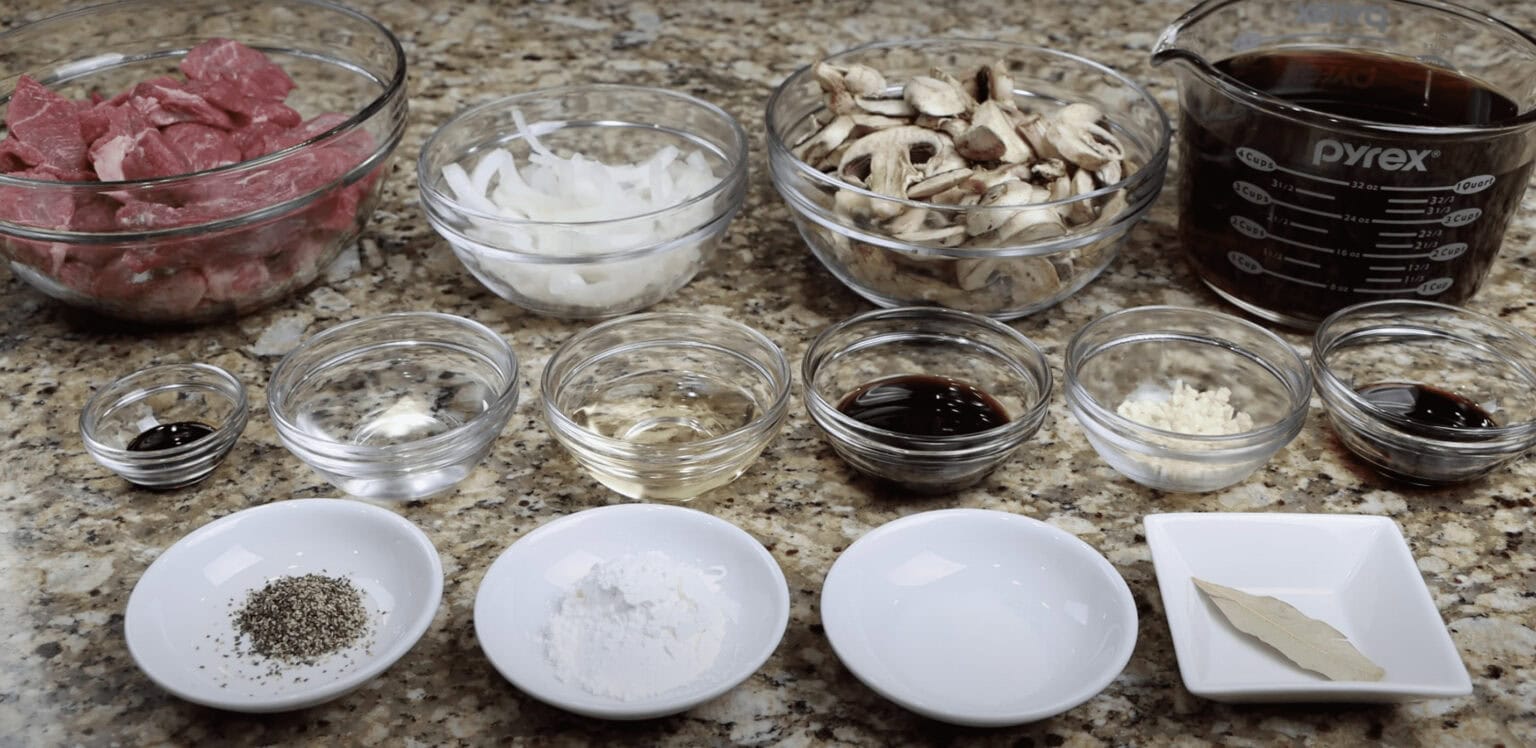 Ingredients for beef tips recipe