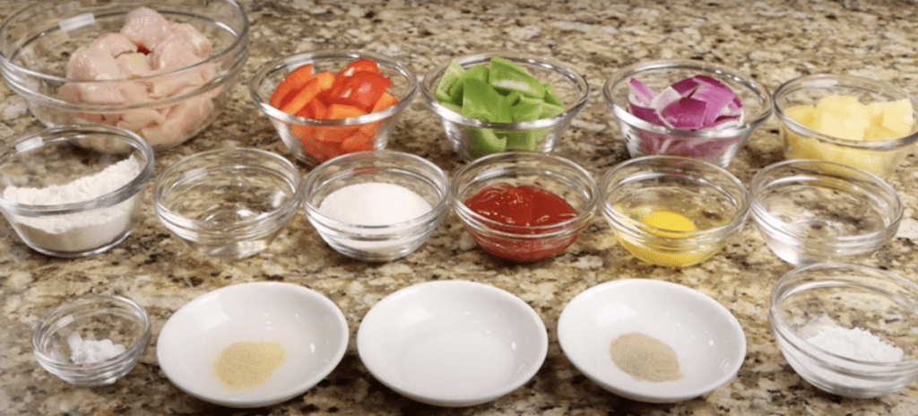 Ingredients for sweet and sour chicken