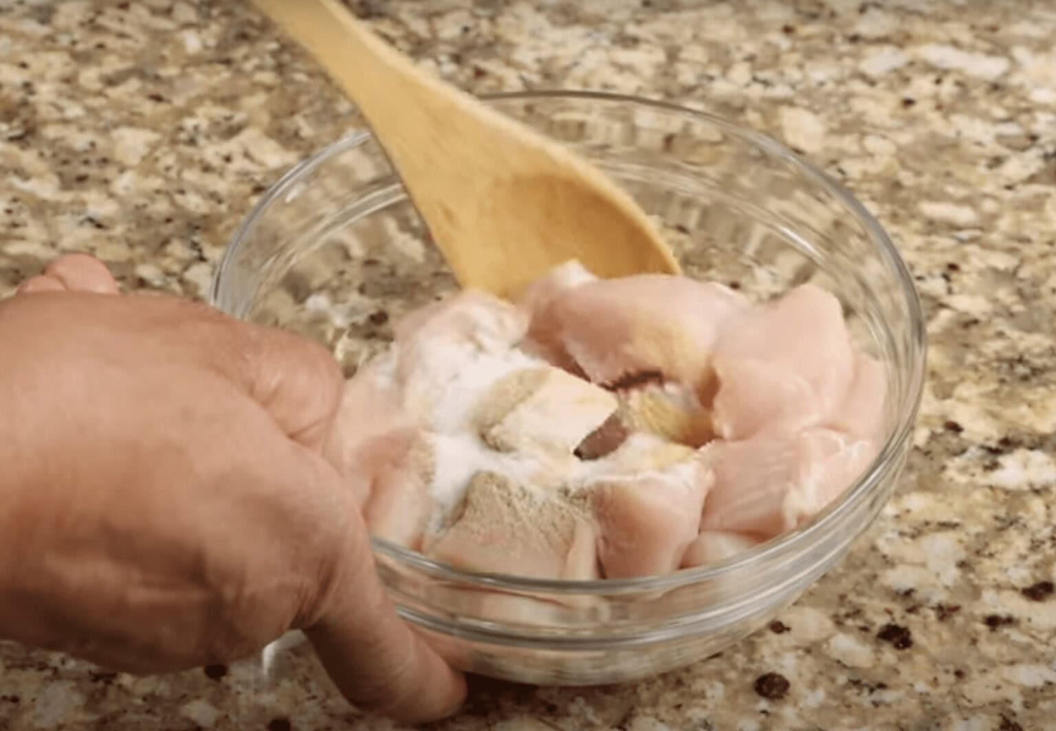 Seasoning the Chicken for Sweet and Sour Chicken