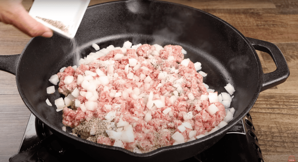 ground beef and onions salt and pepper