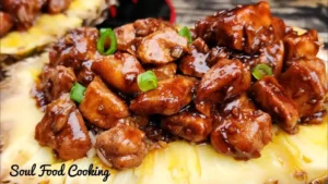 Teriyaki Chicken in a pineapple bowl