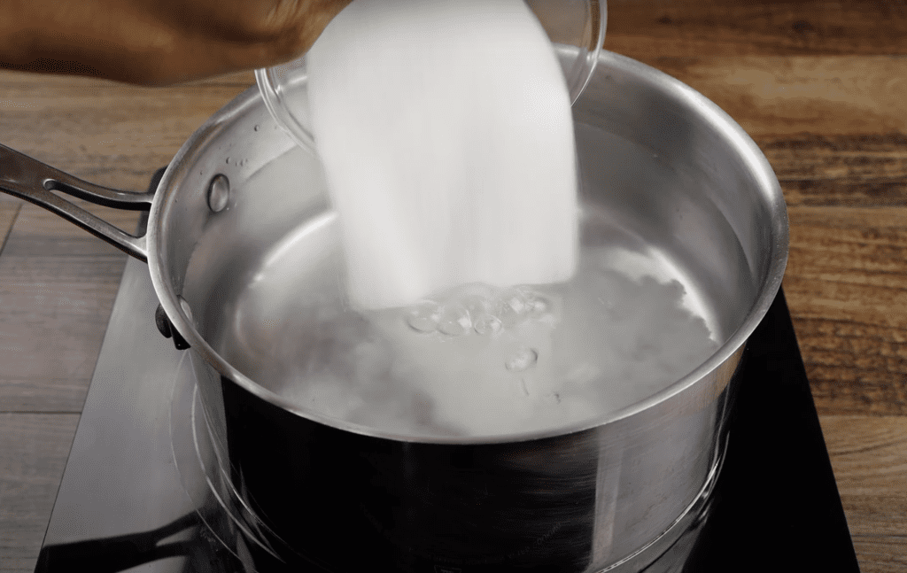 sugar and boiling water
