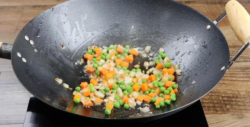 Cooking the Veggies for Chicken Fried Rice