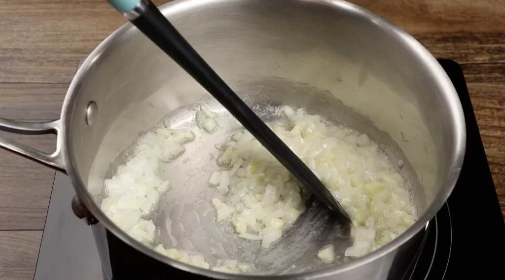 sautéing the onion and garlic