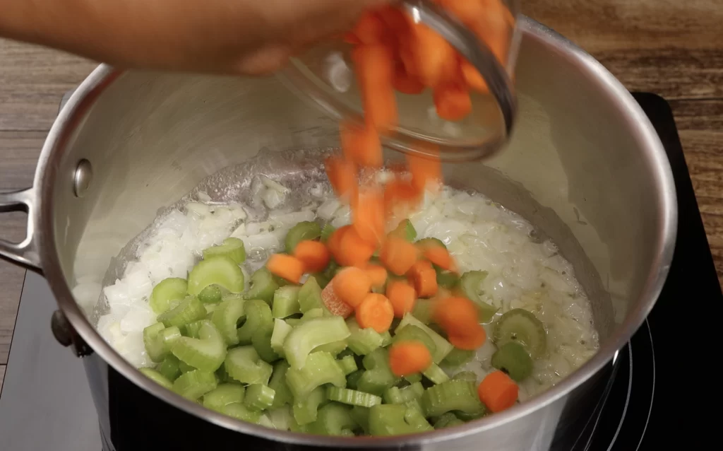 sautéing the celery and carrots