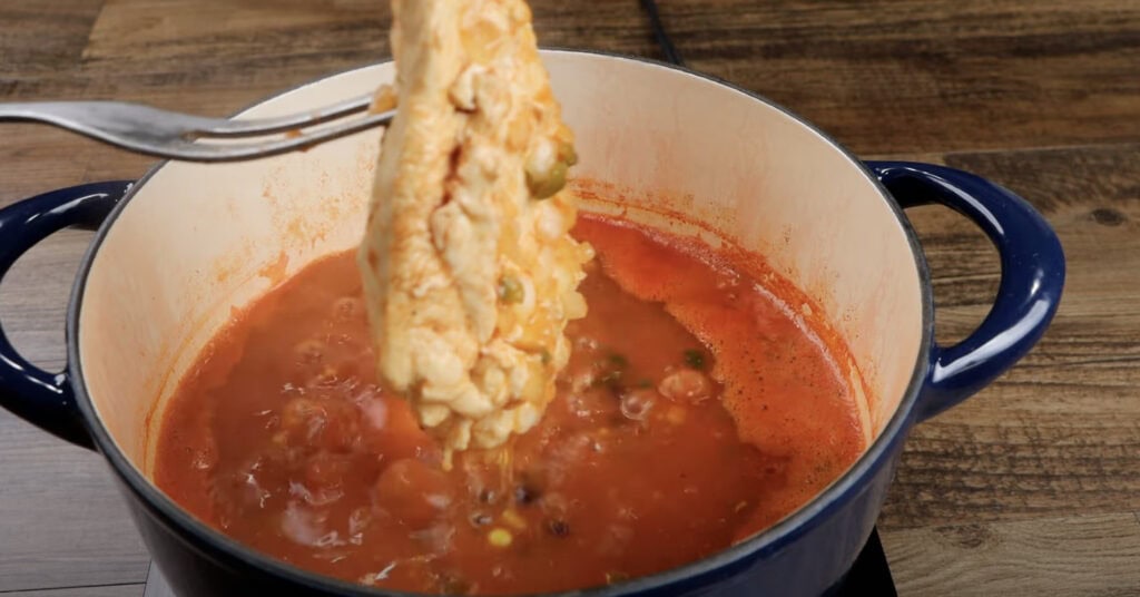 shred the chicken for tortilla soup