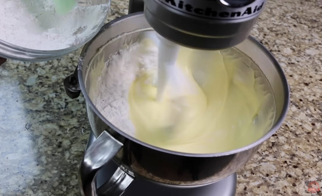 Adding Flour for Cream Cheese Pound Cake