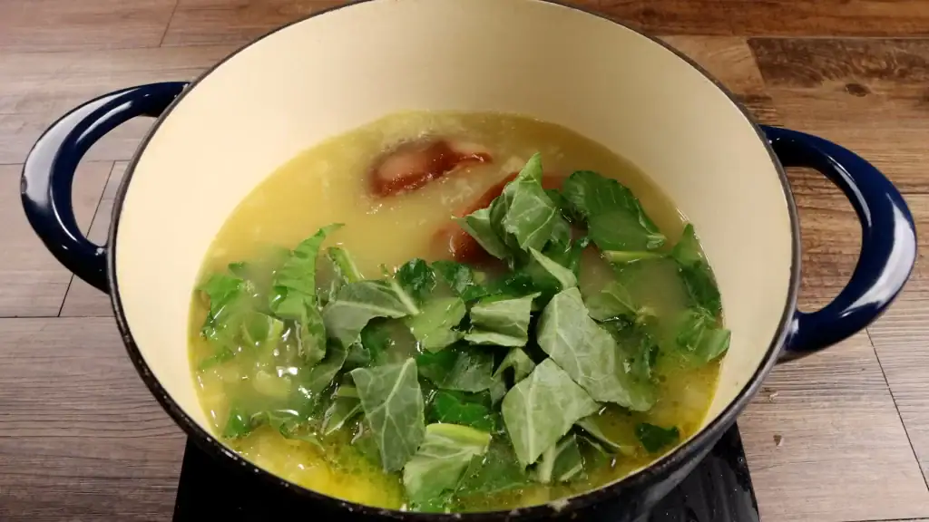 cooking the collard greens and ham hocks