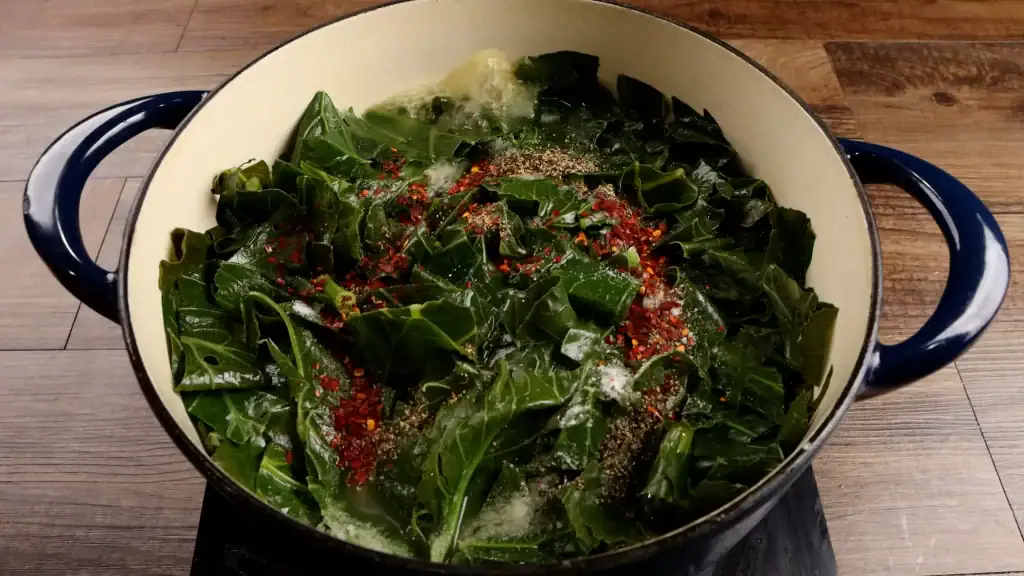Seasoning the collard greens