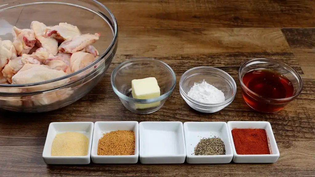 Ingredients for crispy honey cajun wings