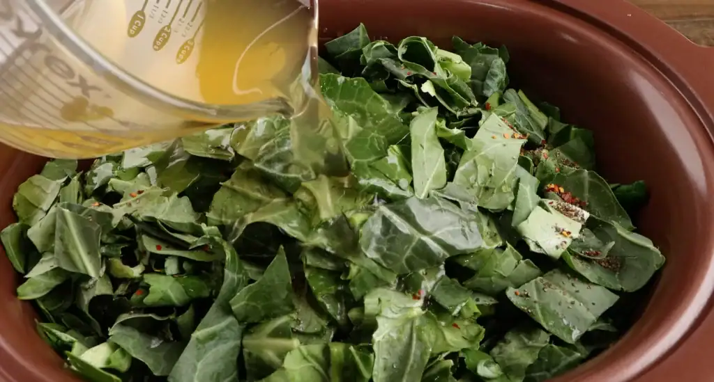 Adding Chicken Broth to Collard Greens