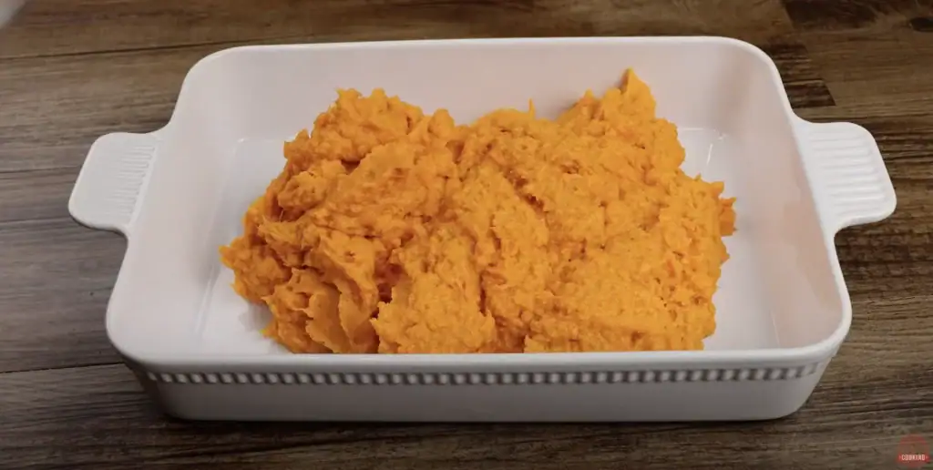 Pour mixed Sweet Potatoes in to baking dish