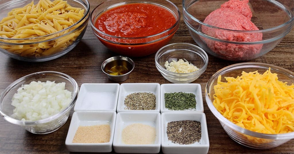Ingredients for Ground Beef Casserole