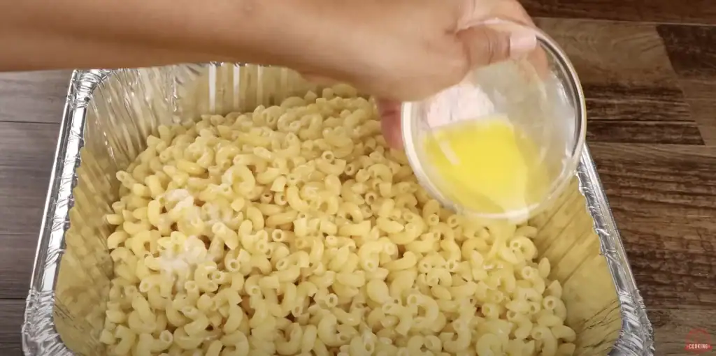 Preparing the Mac and cheese