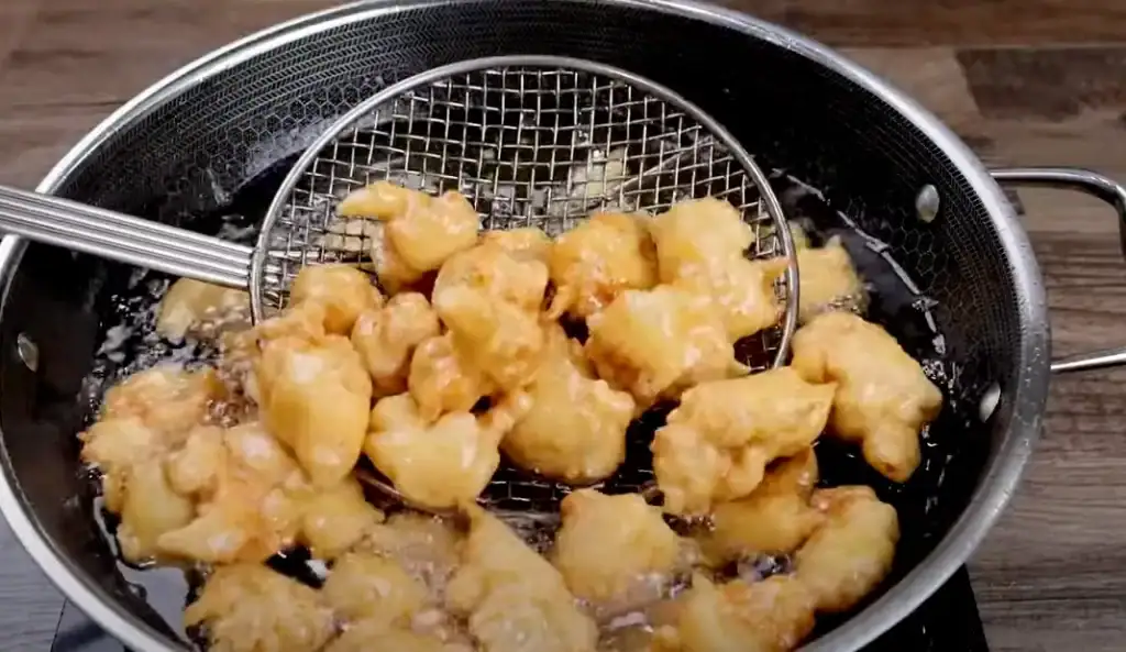 Double fried chicken for Crispy Honey Chicken