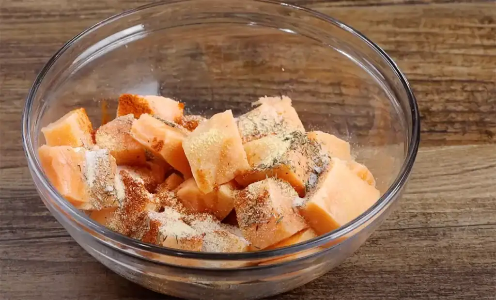 Seasoning the Salmon Bites
