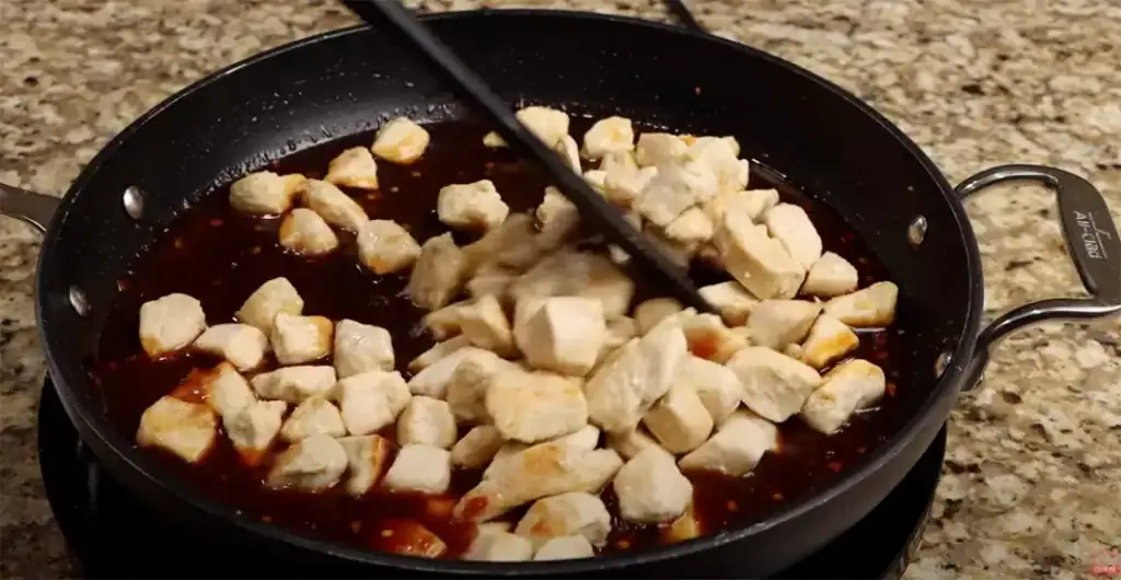 Coating the Chicken for Bourbon Chicken