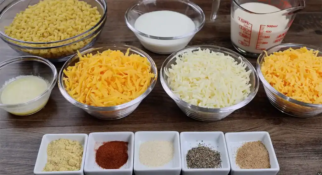 Ingredients for Creamy Mac and Cheese