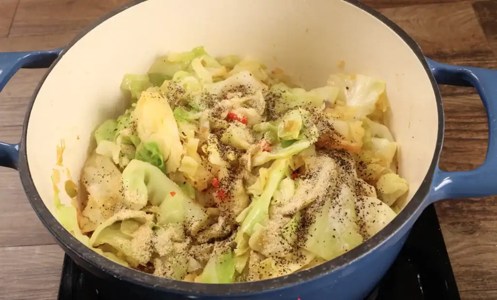 Seasoning the Fried Cabbage