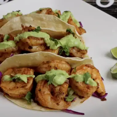 Shrimp Tacos with Avocado Sauce