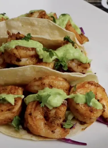 Shrimp Tacos with Avocado Sauce