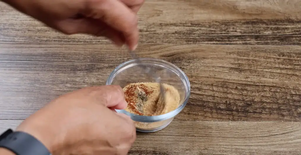 Mixing the Seasoning blend for Oven Baked Pork Chops