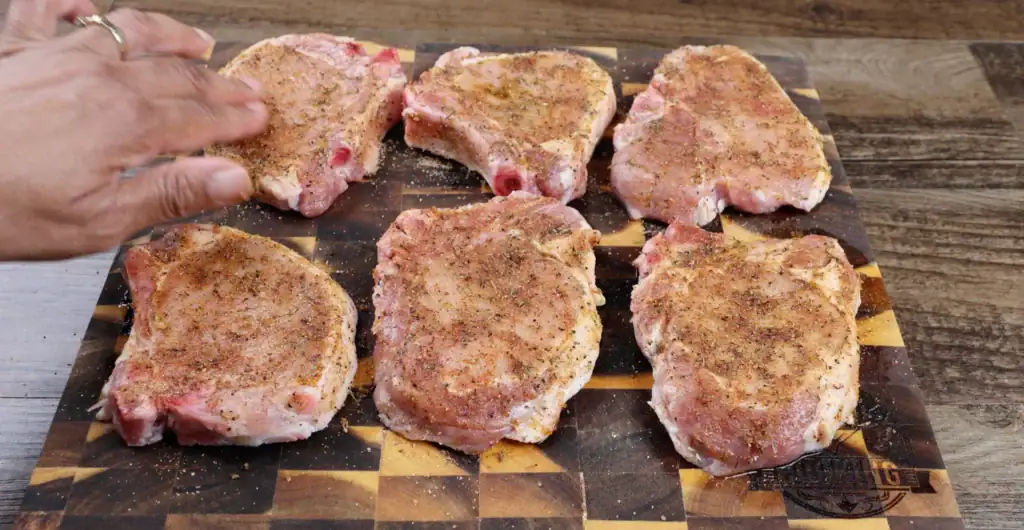 Seasoning the Pork Chops for Oven Baked Pork Chops