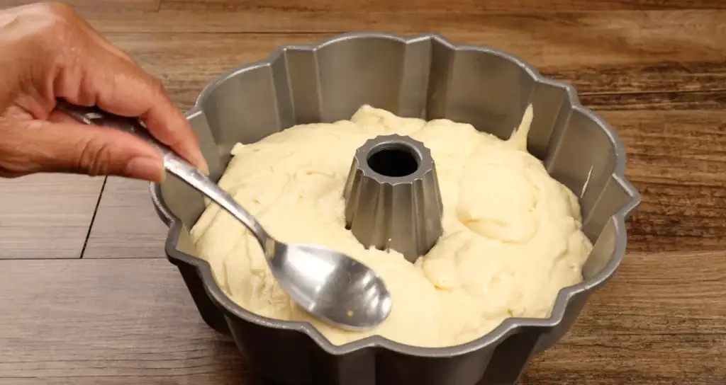Adding the Cake Batter to the Pan