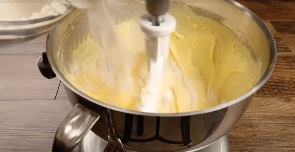 Adding the Flour for Butter Pound Cake