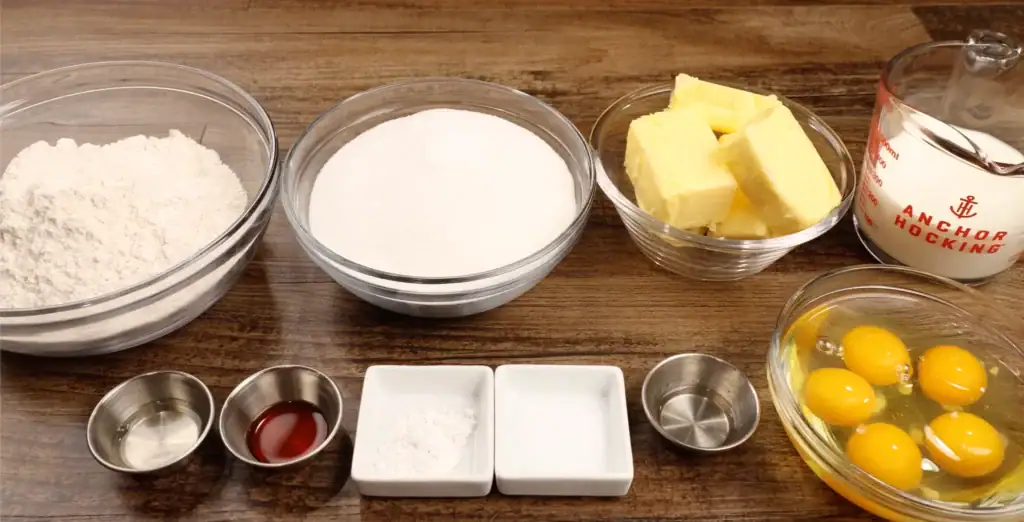 Ingredients for Butter Pound Cake