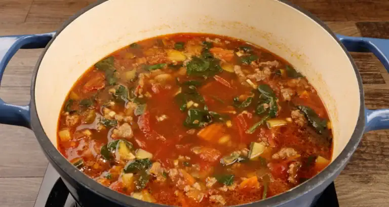 Italian Sausage Soup in Dutch oven