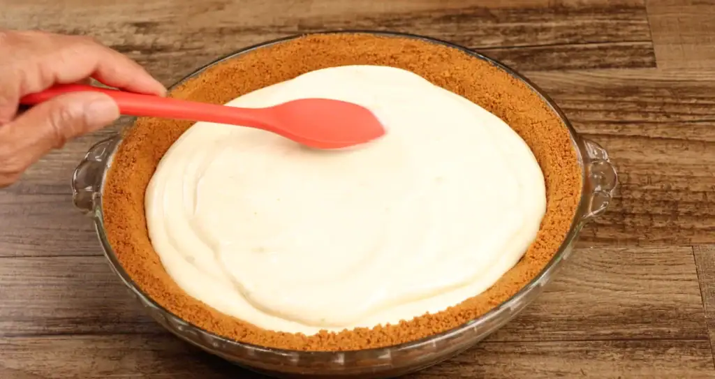Key Lime Pie filling in Biscoff Pie Crust before baking