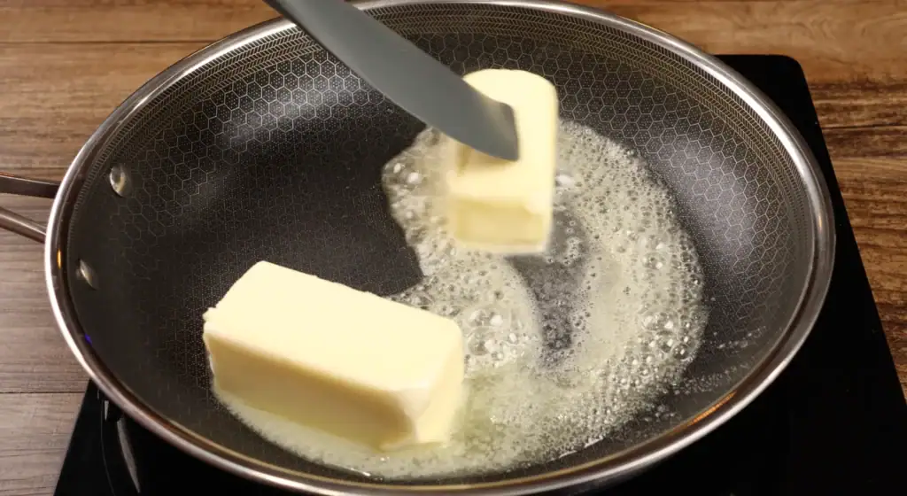 Browning the butter for Brown Butter Sweet Potato Pie