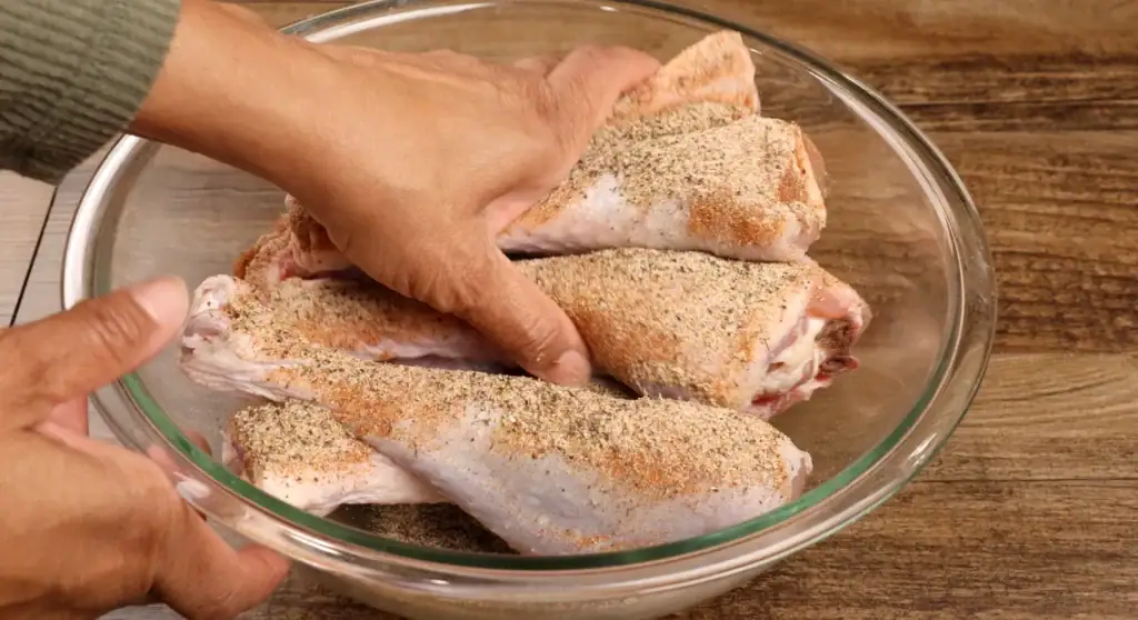 Seasoning the Turkey legs