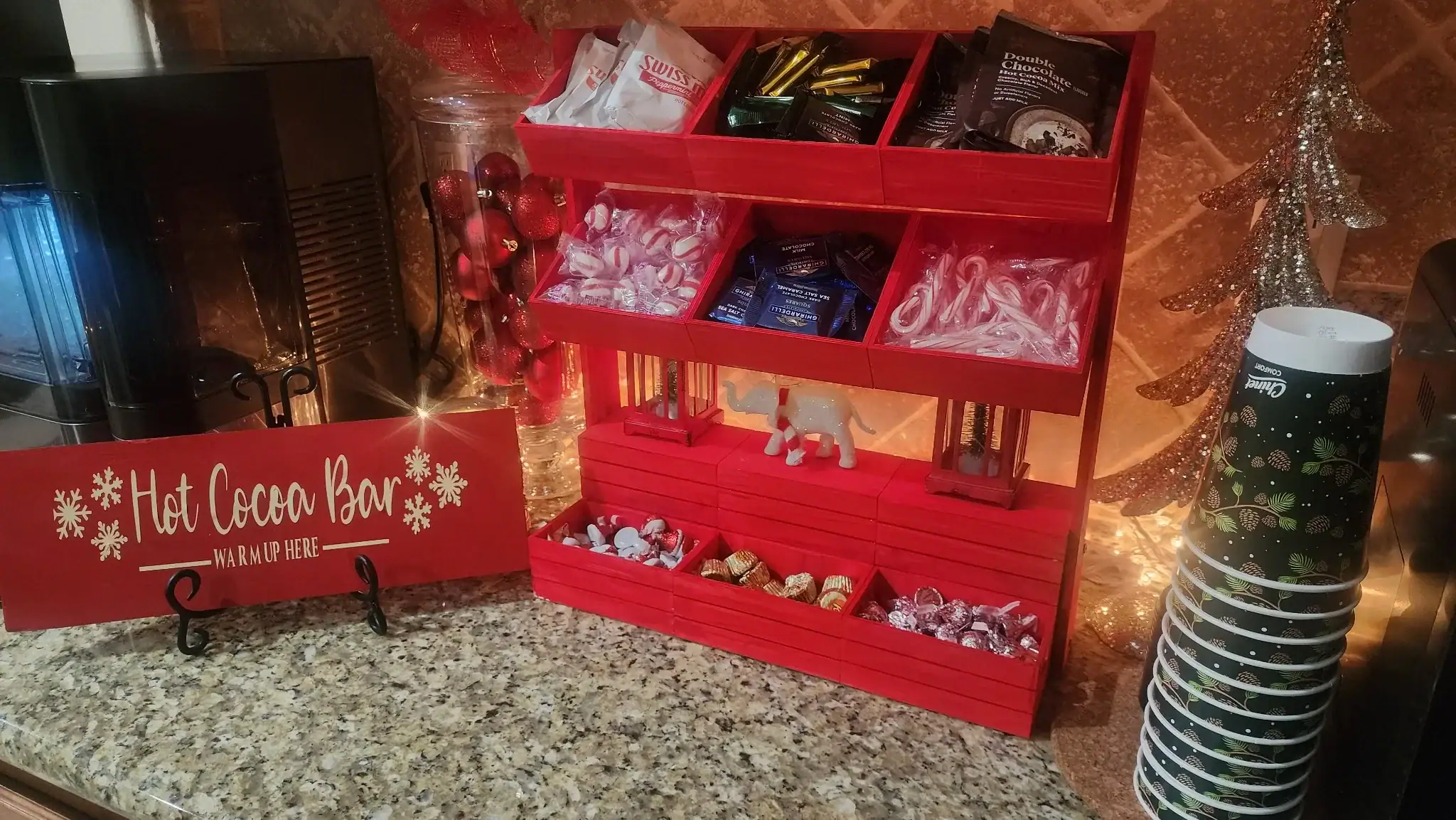 How I Built a DIY Wooden Hot Cocoa Bar Using Dollar Tree Supplies