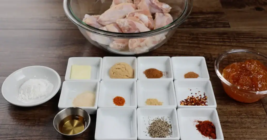 Ingredients for Peach Cobbler Wings