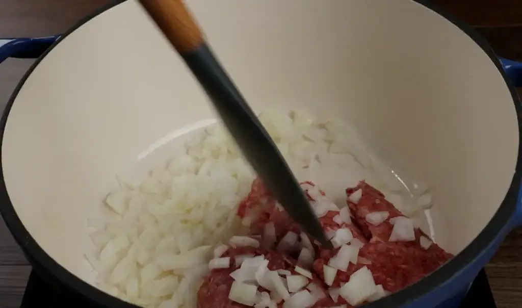 Browning the Ground Beef for Baked Ziti