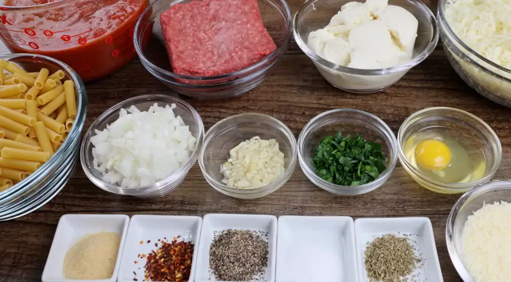 Ingredients for Baked Ziti