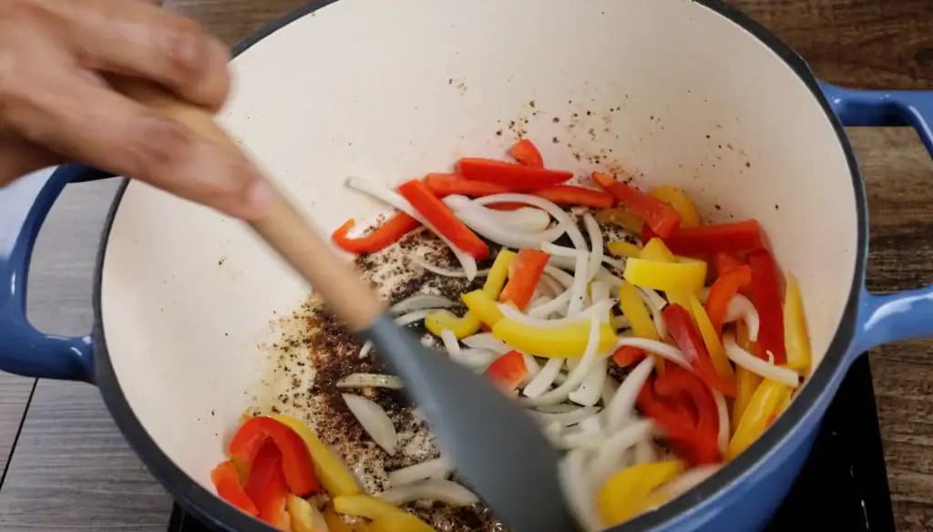 Sautéing the Veggies for Braised Oxtails