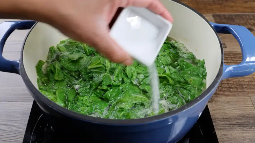 Seasoning the Mustard Greens