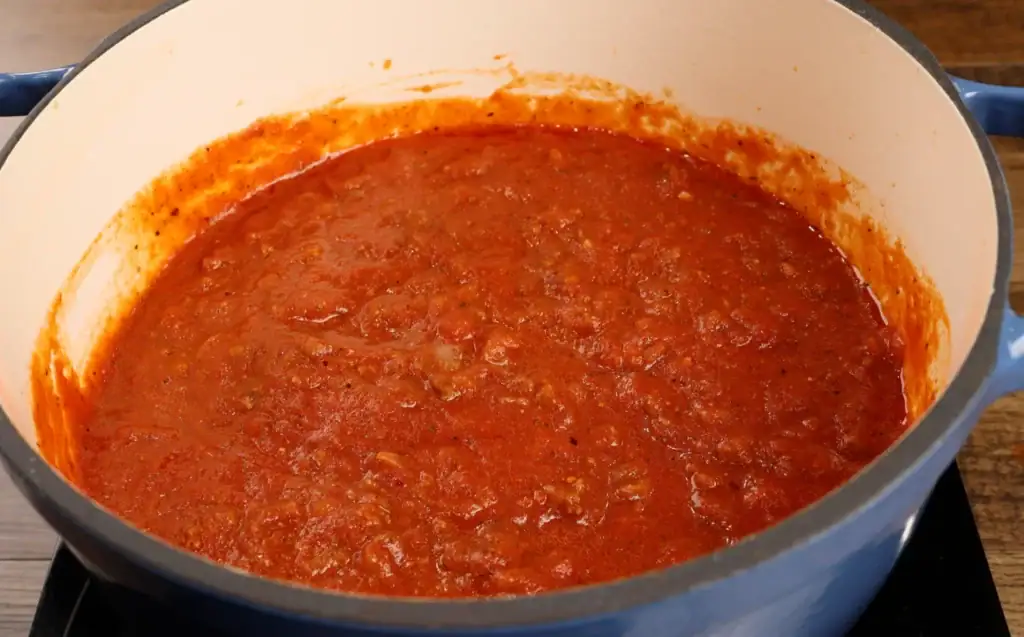 Simmering the Marinara Sauce