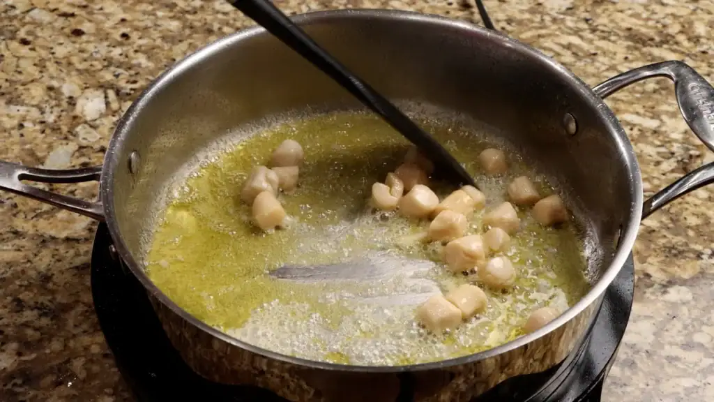 Cooking the Scallops for Seafood Pasta