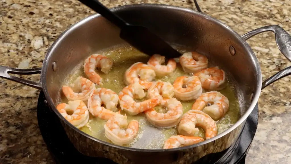 Cooking the Shrimp for Seafood Pasta