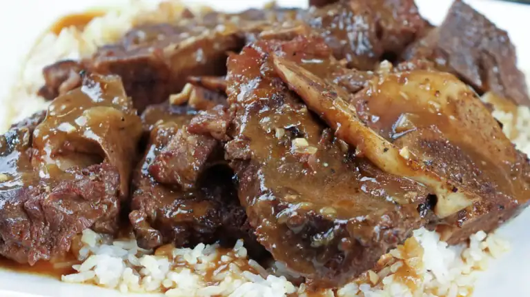 Beef Neck Bones and Gravy over Rice