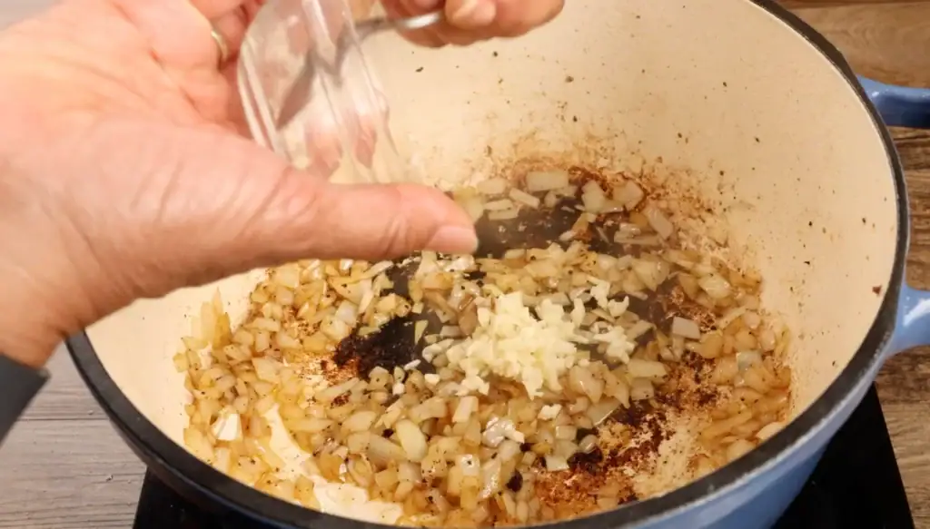 Sautéing the Onion and Garlic