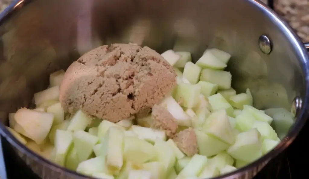 Adding the Brown Sugar to Pot for Fried Apple Pie