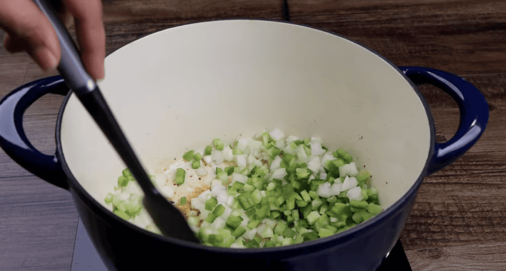 Sautéing the Vegetables for Red Beans and Rice