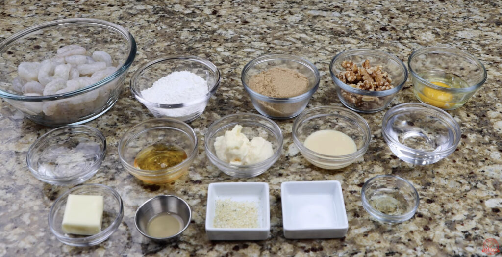 Ingredients for Honey Walnut Shrimp