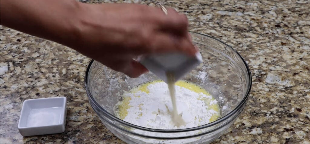 Making the Batter for Honey Walnut Shrimp