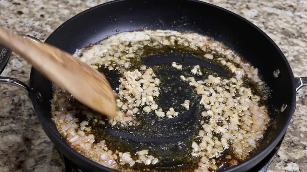 Sautéing Shallot and Garlic for Alfredo Sauce